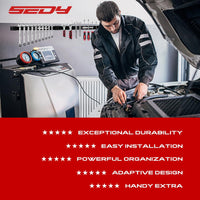 48" Heavy Duty Garage Wall Organizer, Wall Mount Tool Storage Rack with Adjustable Hooks, Garden Tool Organizer Hold Up to 300lbs, Easy Installation (3 Panels, 8 Hooks, 3 Straps)