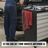 Magnetic Socket Holder Organizer Set: 6-Piece Detachable 1/2 3/8 1/4 Drive Sockets Storage Tray Magnetic Socket Organizer Tool Box Drawer Tool Box Organizers Storage Metric SAE (Sockets Not Included)