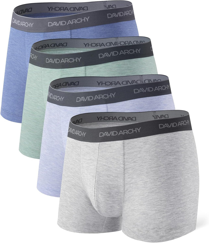 DAVID ARCHY Mens Trunks Underwear Soft Breathable Rayon Made from Bamboo Trunk No Fly Pouch