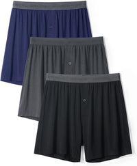 DAVID ARCHY Mens Underwear Bamboo Rayon Boxers for Men Breathable and Cool Men's Boxer Shorts with Button Fly 3 or 5 Pack