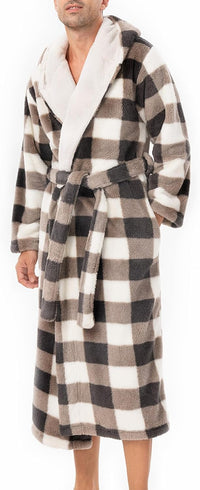 DAVID ARCHY Men's Soft Fleece Plush Robe Full Length Long Bathrobe
