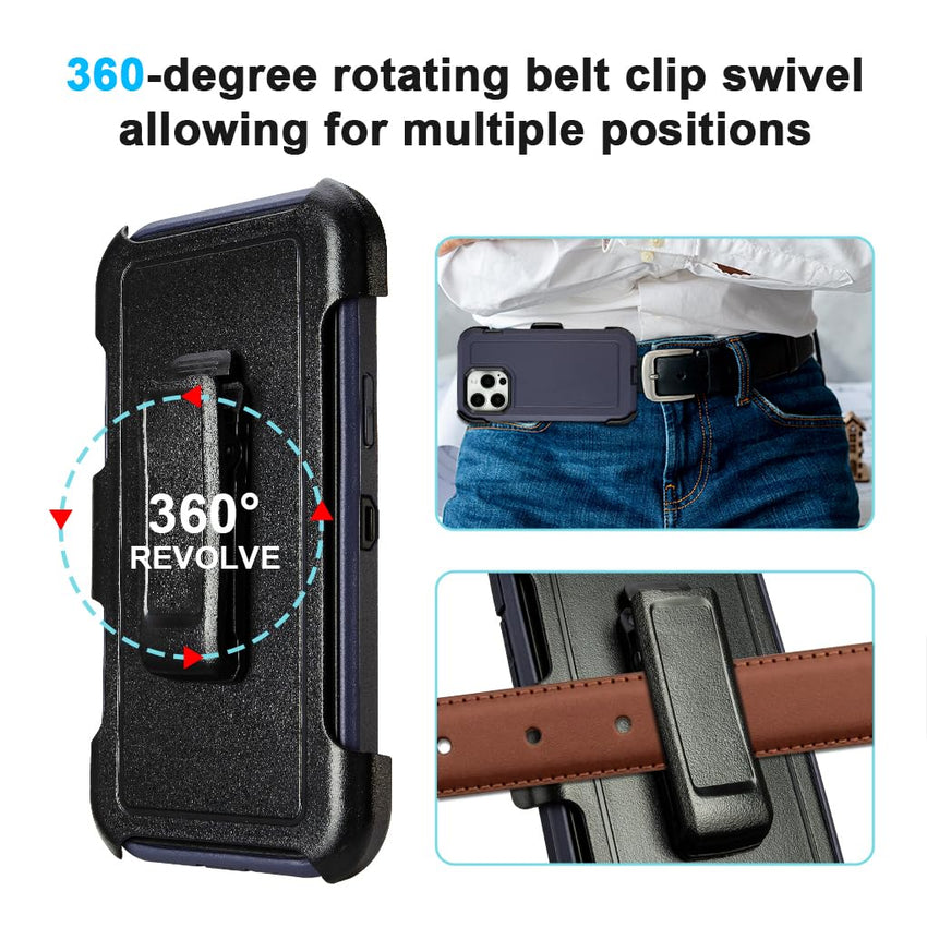 for Black iPhone 16 Pro Case with Belt Clip, for Shockproof iPhone 16 Pro Case Heavy Duty,3 Layers of Sturdy,Anti-Drop,Military-Grade Defender Cover for iPhone 16Pro Case Black