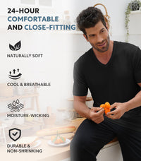 DAVID ARCHY Men's Undershirts Combed Cotton T-Shirt Soft Moisture-Wicking Undershirt Crew Neck or V Neck Tees 3 Pack