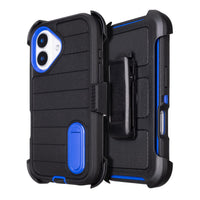 Black for iPhone 16 Case with Belt Clip Holster, Heavy Duty Rugged Military Grade Shockproof Case for iPhone 16 Case Protective Cover with Kickstand 6.1 Inch