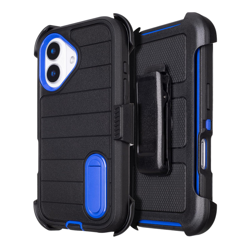 Black for iPhone 16 Case with Belt Clip Holster, Heavy Duty Rugged Military Grade Shockproof Case for iPhone 16 Case Protective Cover with Kickstand 6.1 Inch