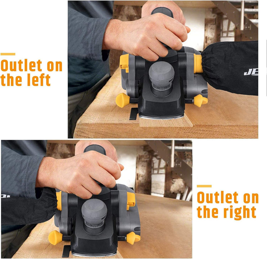 Jellas Electric Planer, 7.5-Amp 16500 Rpm Power Hand Planer, 3-1/4 Inch Cut Width, Dual-dust out System, Dual-handle Design, Blade Protector, 2 Reversible HSS Blades and 2 Carbon Brushes, EP01