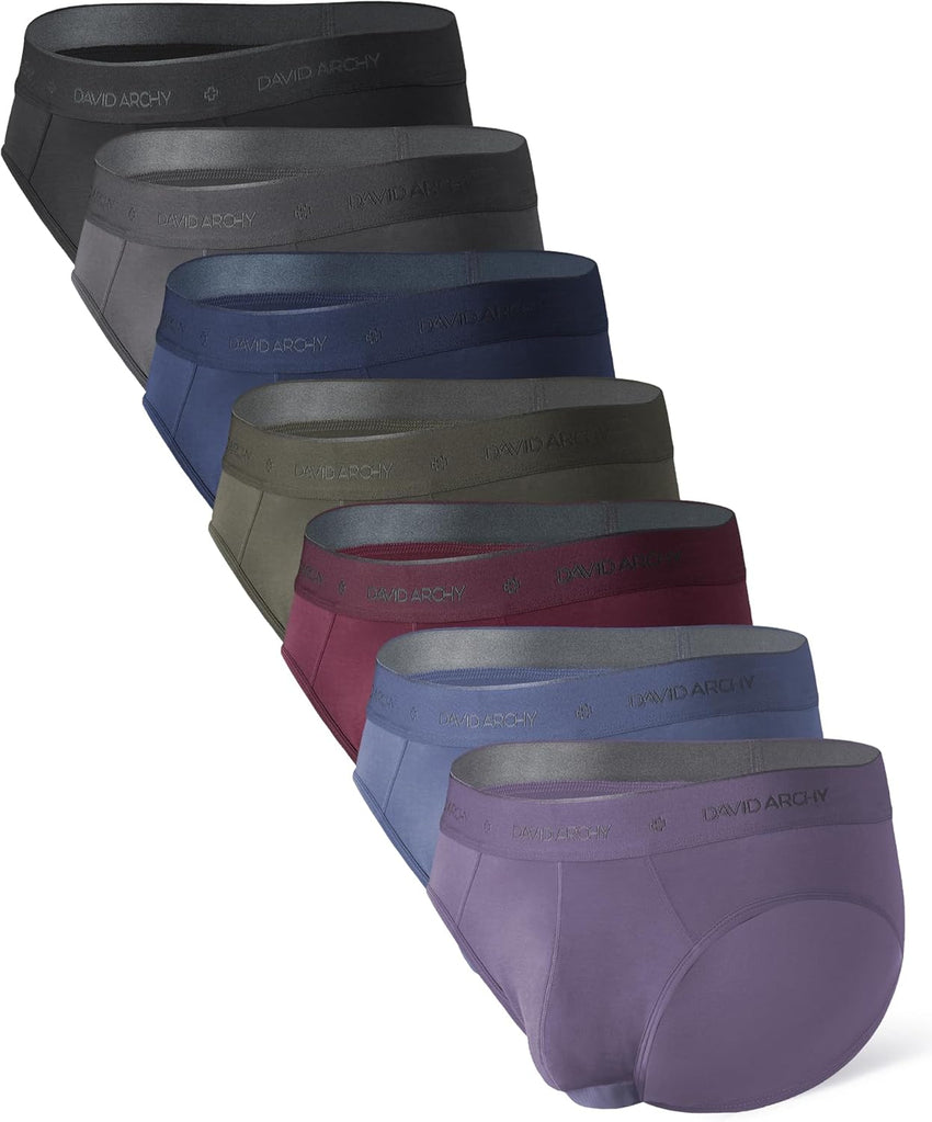 DAVID ARCHY Men's Underwear Ultra Soft Modal Dual Pouch Briefs Support Comfortable lightweight Briefs for Men 4 or 7 Pack