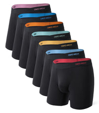 DAVID ARCHY Mens Underwear Rayon Made from Bamboo 7-Pack, Wicking-Moisture & Cool Boxer Briefs with Support Pouch