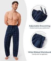 DAVID ARCHY Mens Pajama Pants Soft Cotton Plaid Sleepwear, Comfy Lounge Woven Pajamas Bottoms PJ Pant for Men, 3 pack