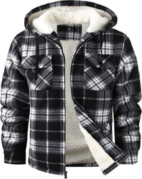 GEEK LIGHTING Men's Flannel Shirts Jacket Sherpa Lined Fleece Plaid Hoodie Long Sleeve Winter Warm Coat