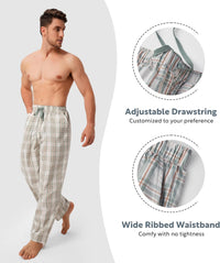 DAVID ARCHY Mens Pajama Pants Soft Cotton Plaid Sleepwear, Comfy Lounge Woven Pajamas Bottoms PJ Pant for Men, 3 pack