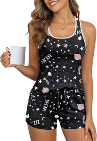Ekouaer Womens Tank Top Pajama Set Comfy Sleeveless Sleepwear Racerback Cami and Shorts Pjs 2 Piece Summer Loungewear