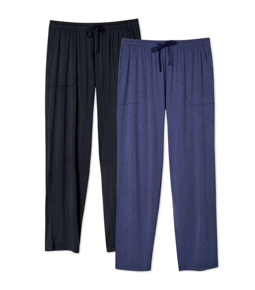 DAVID ARCHY Mens Pajama Pants Bamboo Rayon Lightweight Sleep Bottoms, Breathable Lounge Pants with Pockets Comfy PJs, 2 Pack