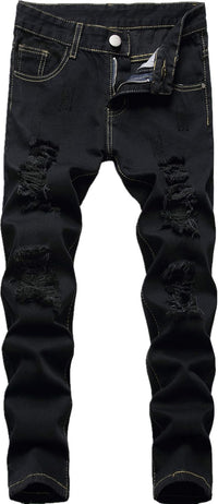 Boy's Skinny Fit Ripped Destroyed Distressed Stretch Slim Jeans Pants