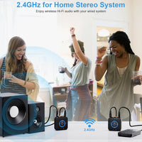 1Mii 2.4GHz Wireless Audio Transmitter Receiver Set for TV, 260Ft/80M Long Range 25ms Low Latency with AUX RCA in/Out,Wireless Audio Adapter for TV PC Powered Speaker Amplifier Soundbar