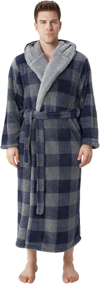 DAVID ARCHY Men's Soft Fleece Plush Robe Full Length Long Bathrobe