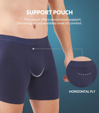 DAVID ARCHY Mens Underwear Cotton Boxer Briefs with Pouch Ultra Moisture Wicking Breathable Soft with Horizontal Fly 3 Pack