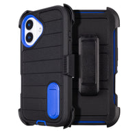 Black for iPhone 16 Case with Belt Clip Holster, Heavy Duty Rugged Military Grade Shockproof Case for iPhone 16 Case Protective Cover with Kickstand 6.1 Inch