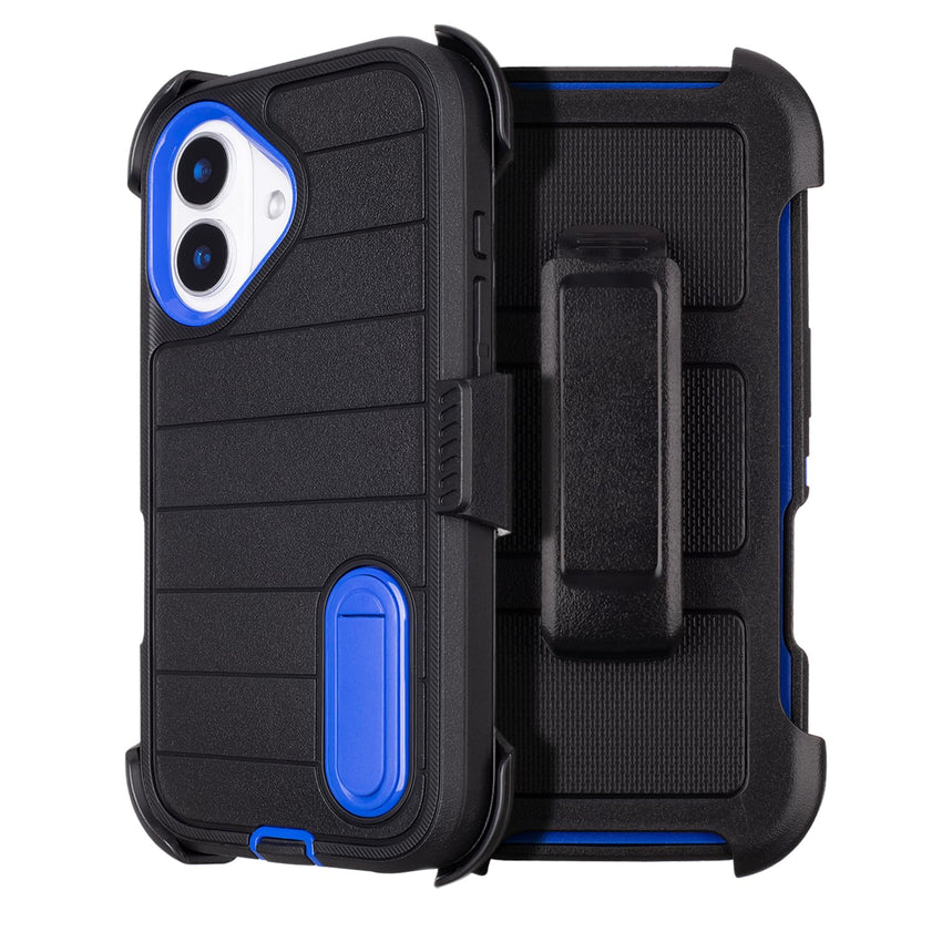 Black for iPhone 16 Case with Belt Clip Holster, Heavy Duty Rugged Military Grade Shockproof Case for iPhone 16 Case Protective Cover with Kickstand 6.1 Inch