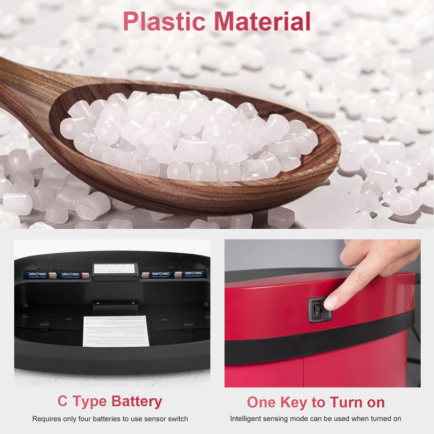 FDW Garbage Can 13 Gallon 50 Liter Kitchen Trash Can for Bathroom Bedroom Home Office Automatic Touch Free High-Capacity with Lid Waste Bin