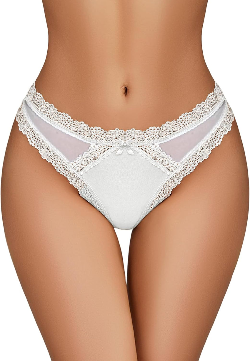 Avidlove Womens Underwear Sexy Lace Panties Low Rise Thong Bikini with Criss Cross Back Breathable Tangas 1-3 Packs