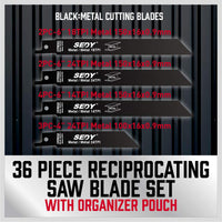 36-Piece Ultimate Reciprocating Saw Blade Set - Premium Saw Blades, Durable Wood & Metal Cutting Blades with Storage Pouch, Long-Lasting Pruning Blades