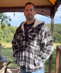 GEEK LIGHTING Men's Flannel Shirts Jacket Sherpa Lined Fleece Plaid Hoodie Long Sleeve Winter Warm Coat