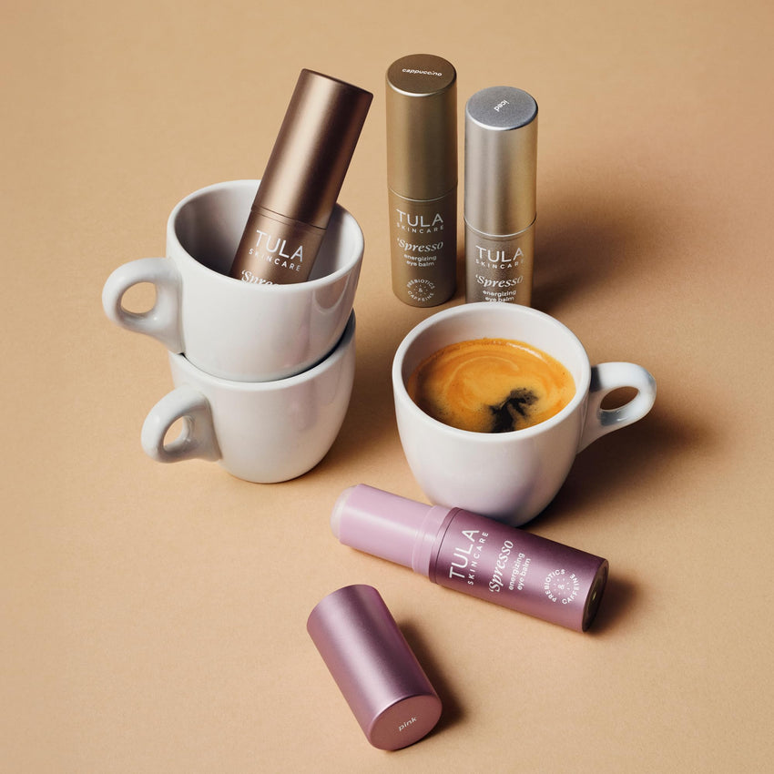 TULA Skin Care Spresso Energizing Eye Balm - Energizing & Hydrating Caffeine Under Eye Treatment for Dark Circles, Portable and Perfect to Use On-the-go, 0.35 oz.