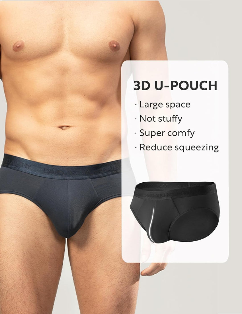 DAVID ARCHY Men's Briefs Modal No Fly Underwear Support Pouch Soft Comfort Briefs for Men 4 Pack