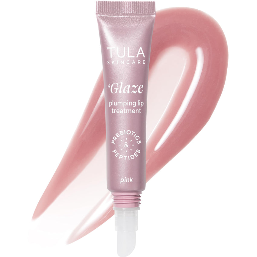 TULA Skin Care Glaze Plumping Lip Treatment - Hydrating & Glossy Lip Balm with Hyaluronic Acid & Peptides, 0.28 oz.
