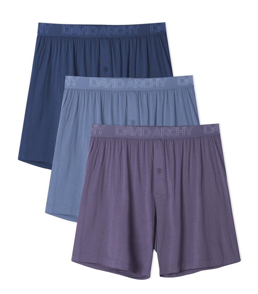 DAVID ARCHY Mens Boxers Soft Rayon Made from Bamboo Boxers for Men Pack Loose Underwear Cooling Mens Boxer Shorts