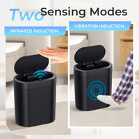 5 Gallon Bathroom Trash Can with Lid, Automatic Motion Sensor Black Trash Can, Touchless Slim Waterproof Garbage Bin for Kitchen, Bedroom, Office, and Bathroom