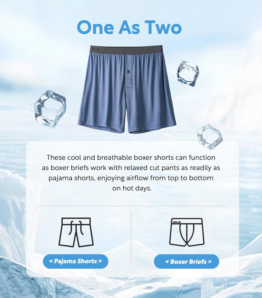 DAVID ARCHY Mens Underwear Bamboo Rayon Boxers for Men Breathable and Cool Men's Boxer Shorts with Button Fly 3 or 5 Pack