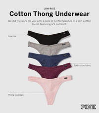 Victoria's Secret PINK Women's Cotton Thong Underwear, Panties for Women, Spring Basic, (S)