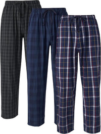 DAVID ARCHY Mens Pajama Pants Soft Cotton Plaid Sleepwear, Comfy Lounge Woven Pajamas Bottoms PJ Pant for Men, 3 pack