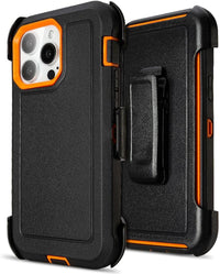 for iPhone 13 Pro Max Case with Clip Belt Holster, Heavy Duty Military Grade Drop Protective Case for iPhone 13 Pro Max 6.7" case (Black+Orange)