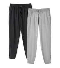 DAVID ARCHY Men's Pajama Pants Cotton Bottoms Soft Lightweight Loungewear with Drawstring and Pockets 2 Pack