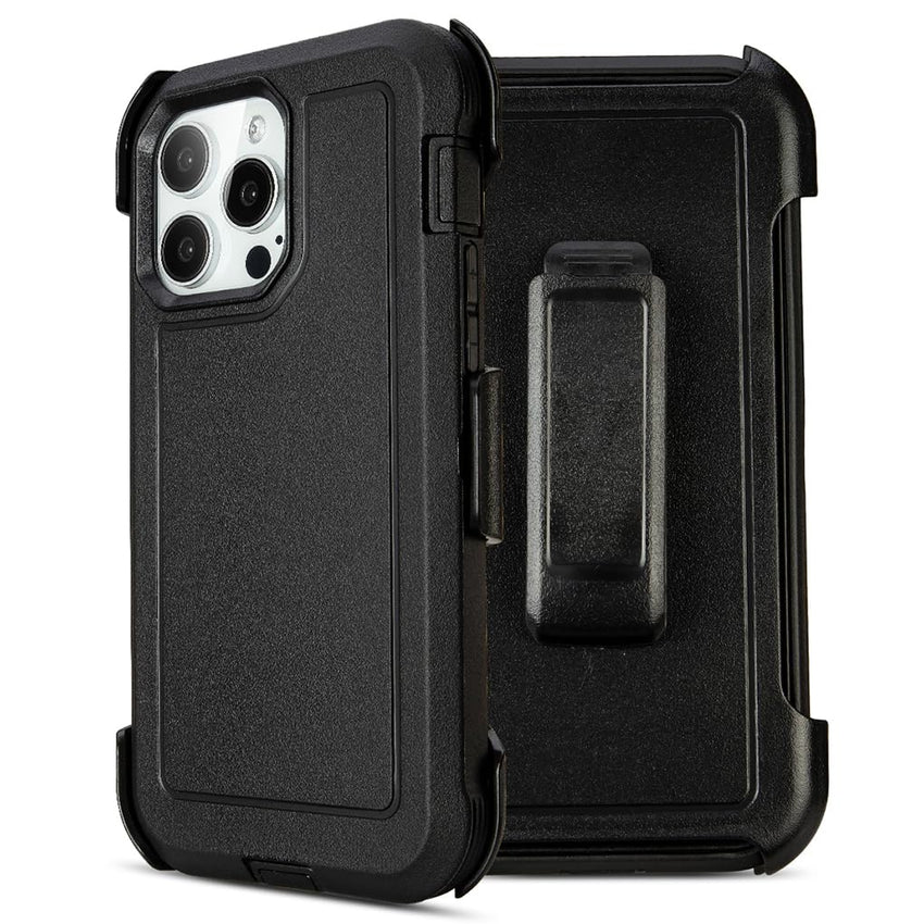 for Black iPhone 15 Case with Belt Clip, Shockproof Heavy Duty Rugged, 3 Layers of Sturdy,Anti-Drop, Military-Grade Defender Cover for iPhone 15 Case Black