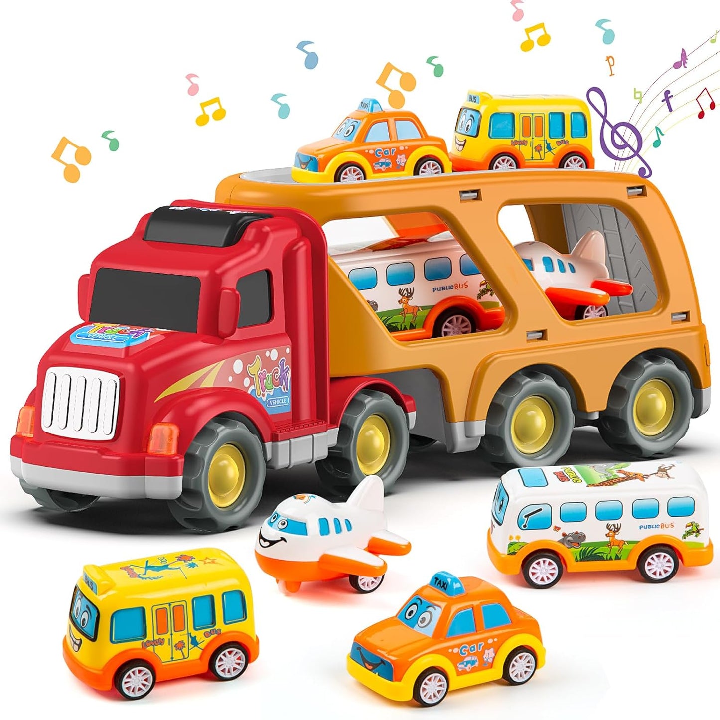 Veslier Construction Truck Toys for Boys Girls Age 1 2 3 4 5 6 Years Old,Carrier Transport Trucks for Kids 1-3 3-5 Year Old,Christmas Birthday Gift Toddler Toys.