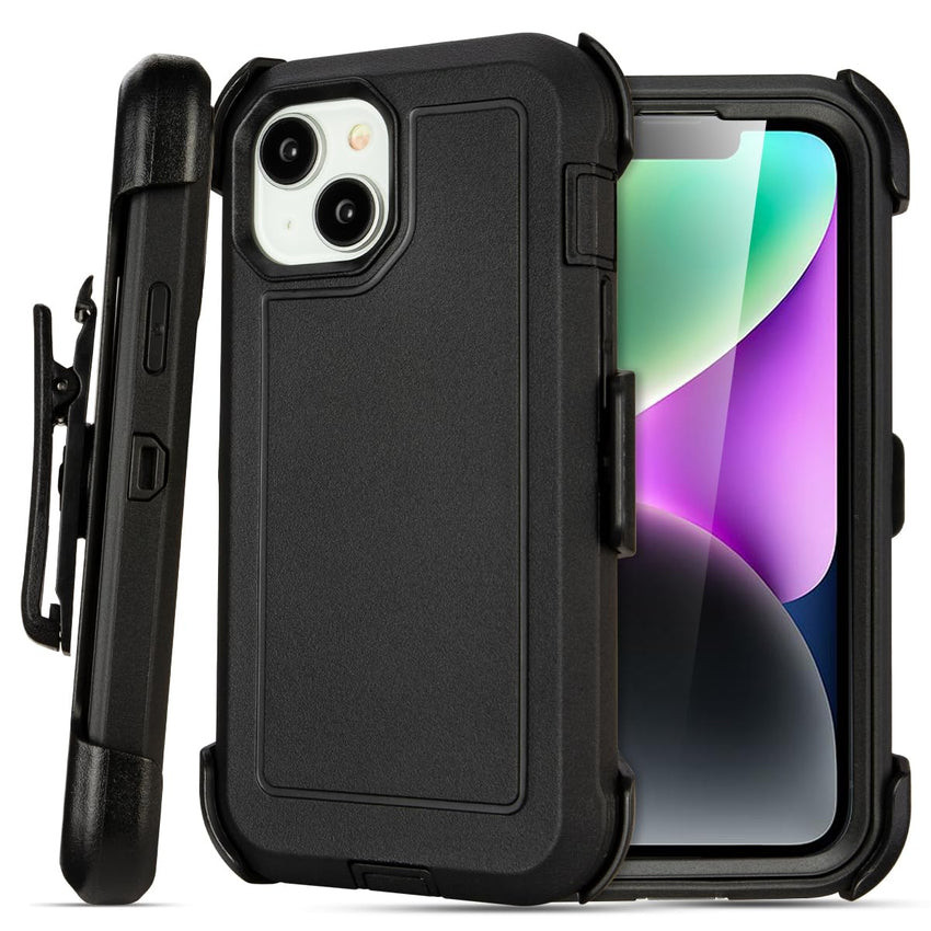 for Black iPhone 15 Case with Belt Clip, Shockproof Heavy Duty Rugged, 3 Layers of Sturdy,Anti-Drop, Military-Grade Defender Cover for iPhone 15 Case Black