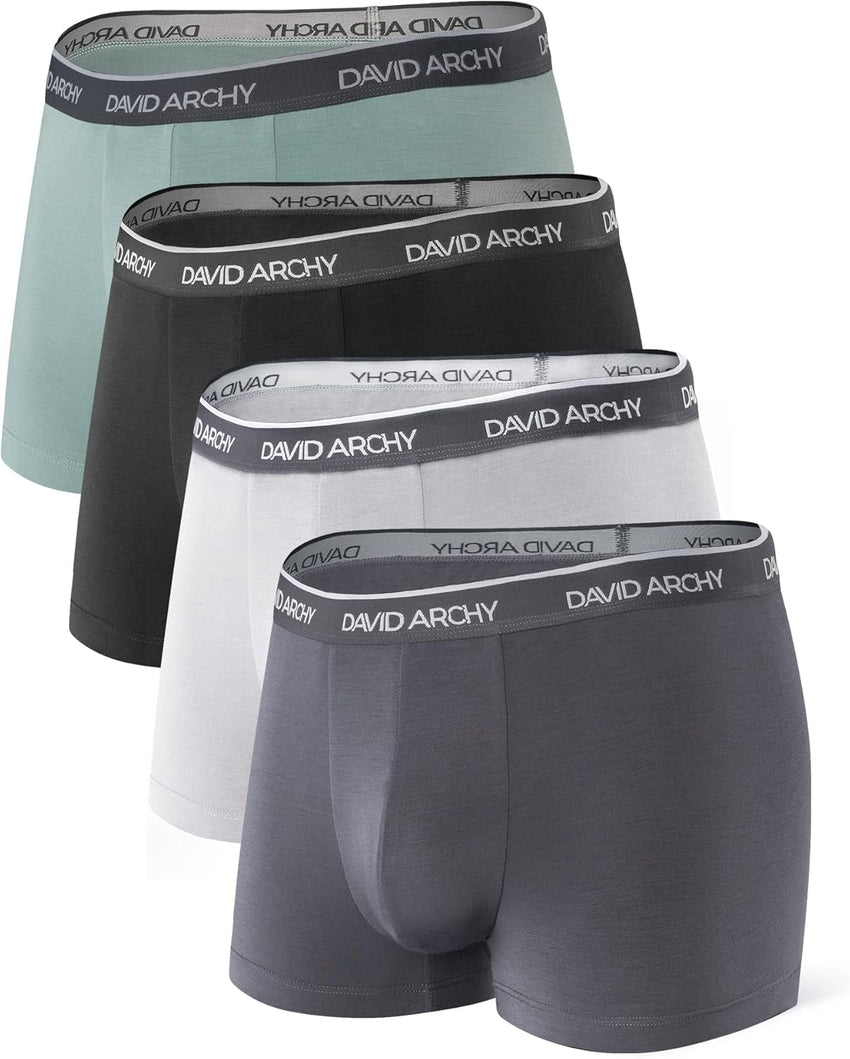 DAVID ARCHY Mens Trunks Underwear Soft Breathable Rayon Made from Bamboo Trunk No Fly Pouch