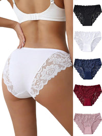 everyjoys Sexy Underwear Lace Panties for Women Bikini Underwear Hipster Underpants Lace Soft Breathe Briefs Multipack 5-Pack