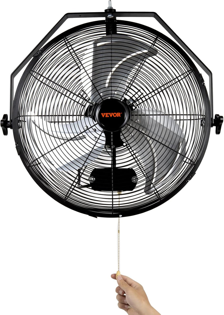 VEVOR Wall Mount Fan, 2 PCS 18 inch Waterproof, 3-speed High Velocity Max. 4000 CFM Industrial Wall Fan for Indoor, Commercial, Residential, Warehouse, Greenhouse, Workshop, Basement, Garage,Black