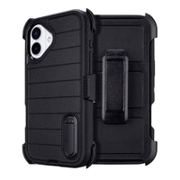 for Phone Case iPhone 16 Plus Case Black with Belt Clip Heavy Duty Holster for ShockPlusof Cases,3 Layers of Sturdy,Military Grade Defender Cover for iPhone 16 Plus Cases Black 6.7 Inch