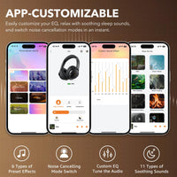 1Mii Y8+ Noise Cancelling Headphones Bluetooth, Wireless LDAC Hi-Res Audio, Custom EQ via App, 75H Playtime, Comfort Fit, Over Ear Headphones Foldable for Airplane Travel Home Office Black