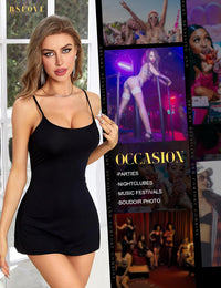 RSLOVE Women's Lingerie Sexy Nightgowns Lace Babydoll Chemise Strappy Sleepwear Sleep Dress