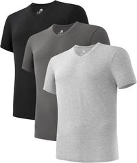 DAVID ARCHY Men's Undershirt Bamboo Rayon Moisture-Wicking V-Neck T-Shirts Stretch Tees for Men, 3 or 5 Pack