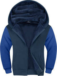SWISSWELL Hooded Jacket for Boys Full Zip Ultra Soft Sherpa Fleece Hoodie Sweatshirt for Kids School Hooded Outerwear