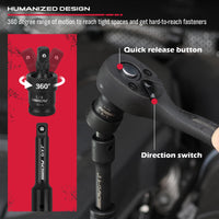 29-Piece 1/2" Drive Impact Socket Set, SAE (3/8 to 1 inch) and Metric (10-24mm) Sizes with Extension Bars Standard Deep Socket Set CR-V Material High Durability Impact Wrench