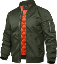 7DAY'SMens Bomber Jacket Windproof Windbreaker Thermal Quilted Jacket Warm Winter Padded Coats